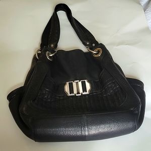 B Makowsky black leather bag.